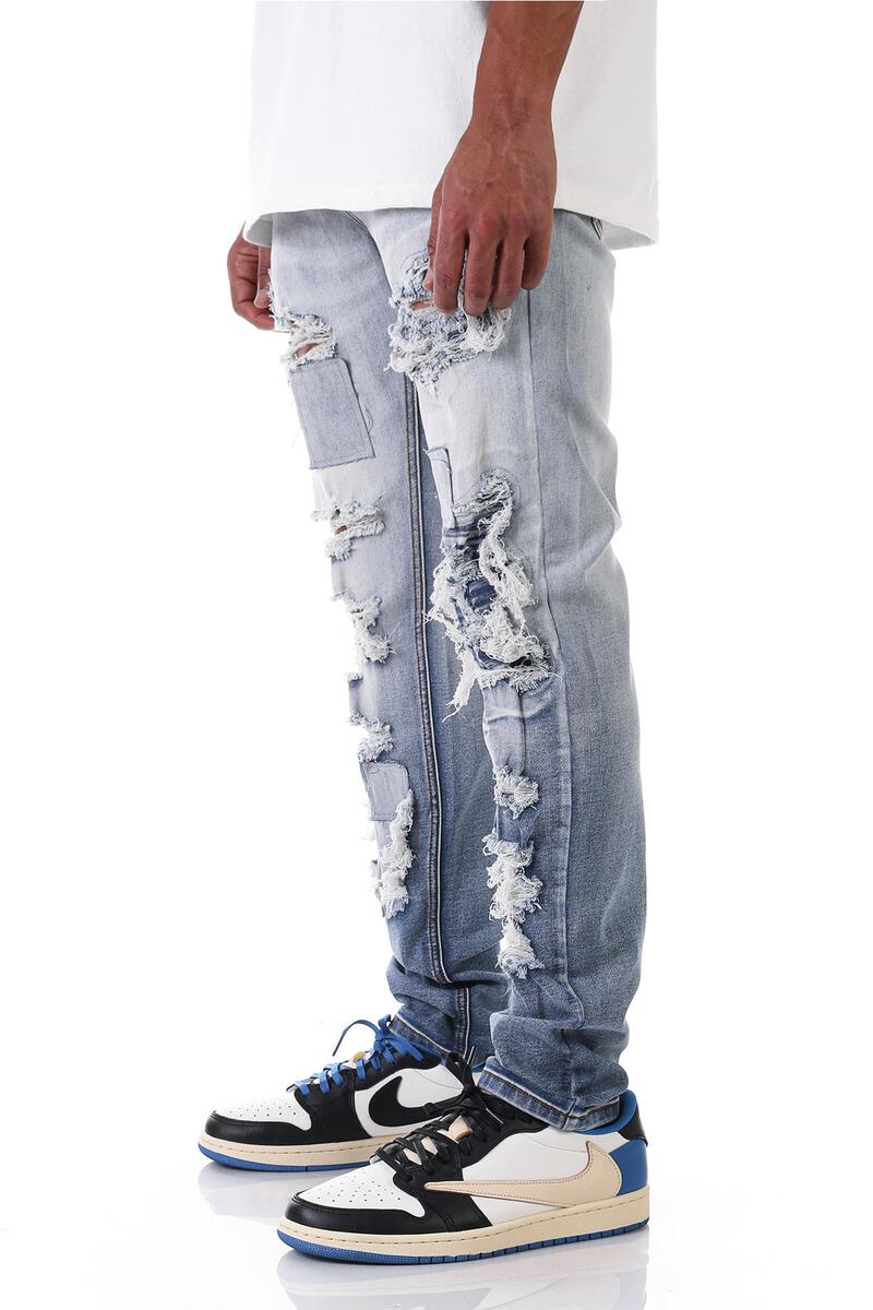 KDNK 'Ripped Distressed' Jeans (Faded Blue) KND4494 - Fresh N Fitted Inc