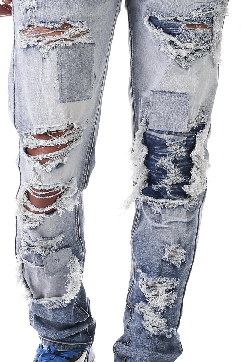 KDNK 'Ripped Distressed' Jeans (Faded Blue) KND4494 - Fresh N Fitted Inc