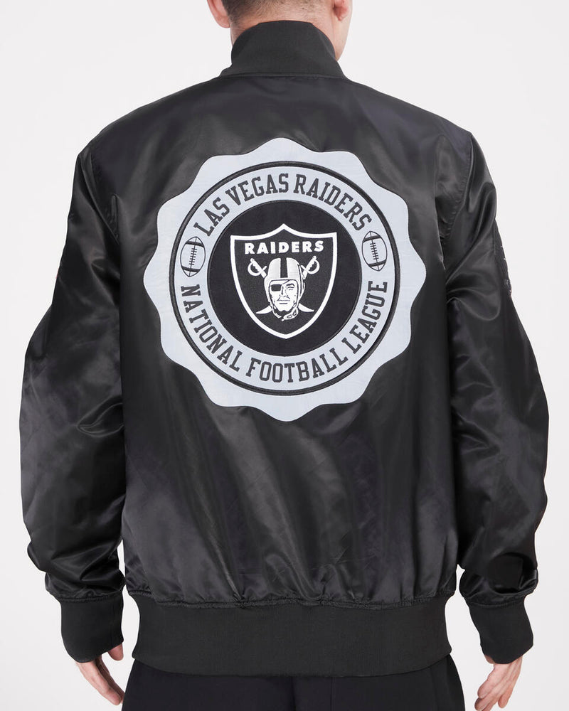 Pro Standard 'Raiders Crest Emblem' Satin Jacket (Black) FOR645435 - Fresh N Fitted Inc