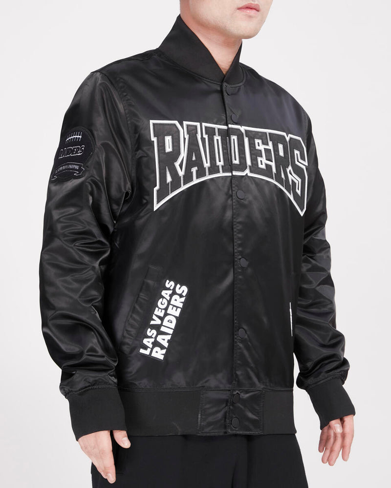 Pro Standard 'Raiders Crest Emblem' Satin Jacket (Black) FOR645435 - Fresh N Fitted Inc