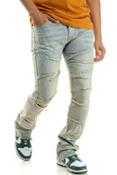 KDNK Raw Edge Skinny Flare Denim KND4602 (Blue) - FRESH N FITTED