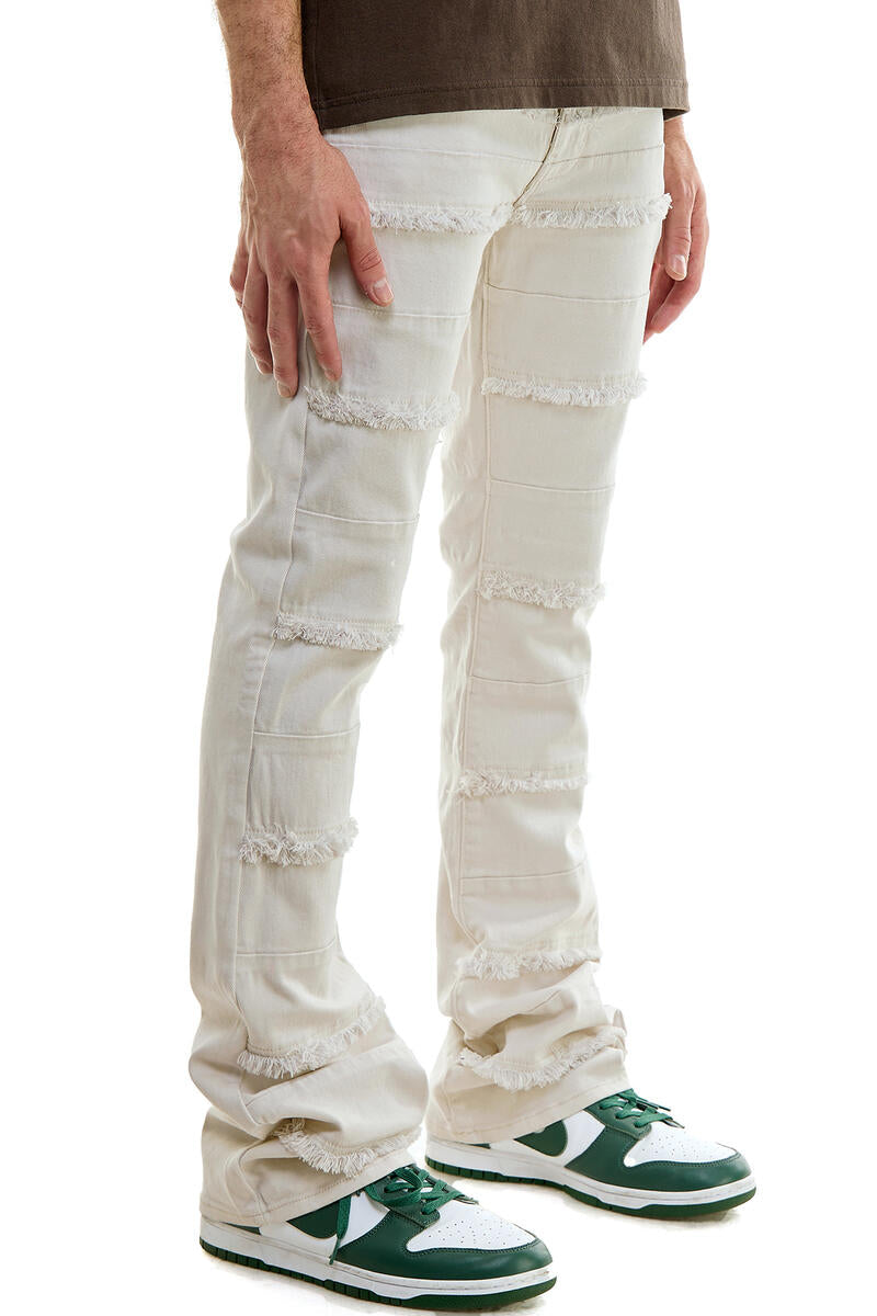 KDNK 'Panelled' Stacked Jeans KNB3267 (Cream) - FRESH N FITTED