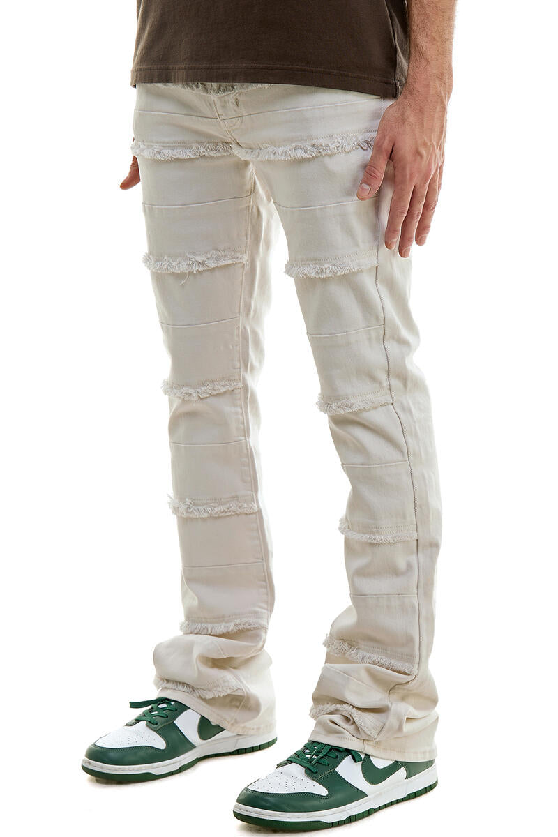 KDNK 'Panelled' Stacked Jeans KNB3267 (Cream) - FRESH N FITTED