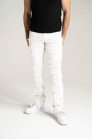 Spark Stretch Distressed Stack Denim (White) S3016T - FRESH N FITTED