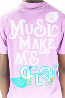 Rebel Minds 'Music Makes Me Fly' Graphic T-Shirt (Lt-Violet) 141-160 - FRESH N FITTED