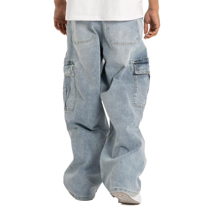 Pro Club Heavyweight Baggy Cargo Denim Cargo (Light Stonewash) 32PC0606 - FRESH N FITTED