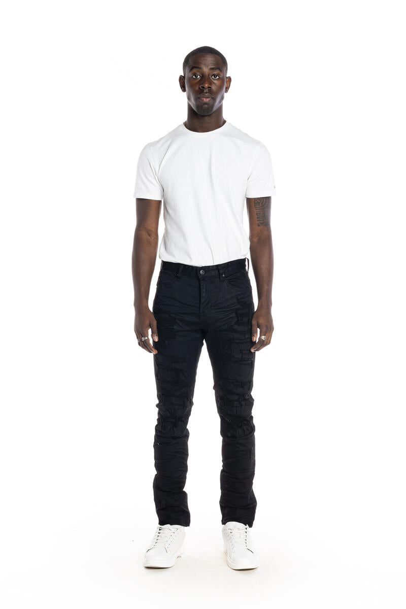 Smoke Rise 'Heavy Rip and Repair' Denim (Jet Black) JP20634R2 - FRESH N FITTED