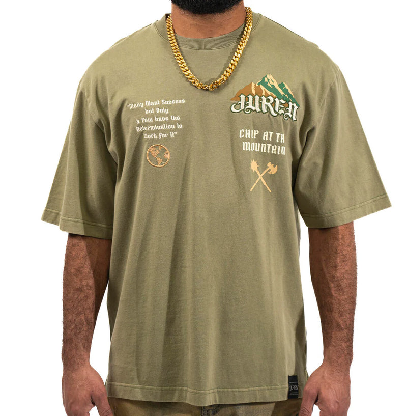 Juren 'Chip At The Mountain' T-Shirt (Olive) - FRESH N FITTED