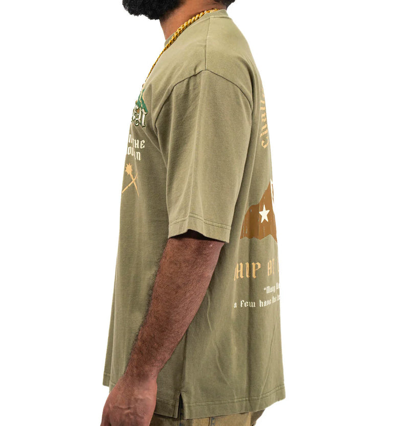 Juren 'Chip At The Mountain' T-Shirt (Olive) - FRESH N FITTED