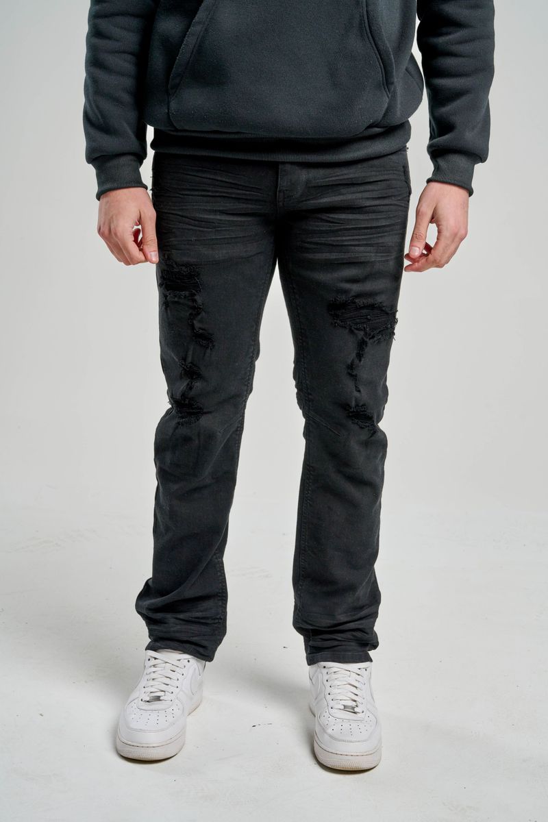 Spark Slim Straight Stretch Denim (Black) S4404 - FRESH N FITTED