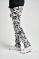 Taker 'Slim Fit Frayed Patch & Tie Dye' Denim (Gray) T4015 - FRESH N FITTED