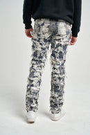 Taker 'Slim Fit Frayed Patch & Tie Dye' Denim (Gray) T4015 - FRESH N FITTED