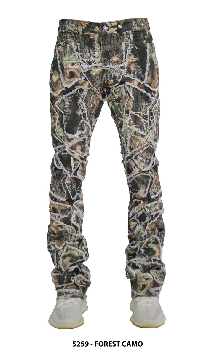 Focus "Patch" Stacked Camo Denim (Forest Camo) 5259C - FRESH N FITTED