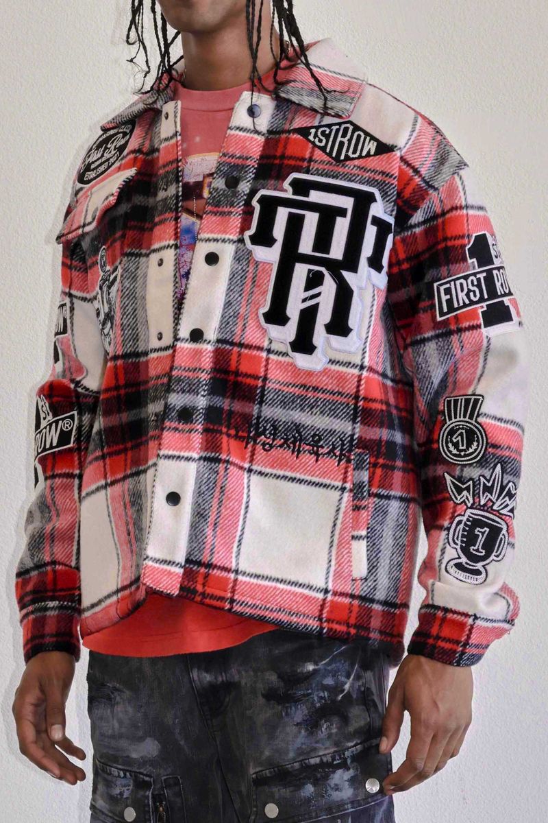 First Row 'Trophy' Multi Patches Wool Shaket (Red) FRJ2063A - FRESH N FITTED