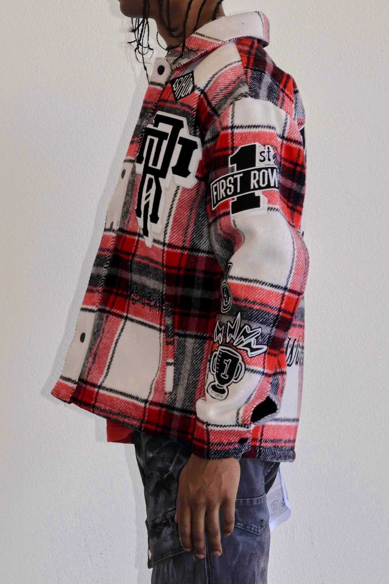 First Row 'Trophy' Multi Patches Wool Shaket (Red) FRJ2063A - FRESH N FITTED