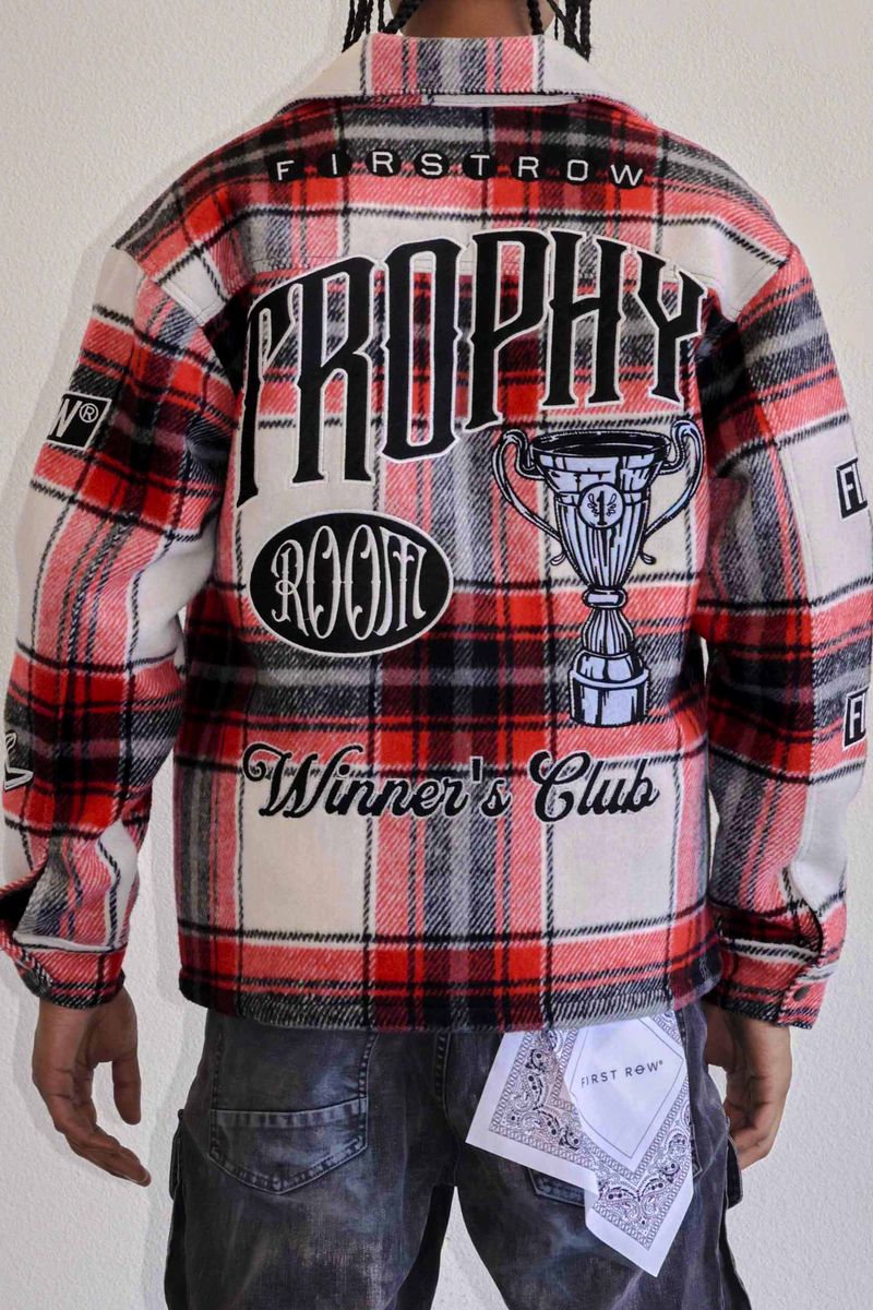 First Row 'Trophy' Multi Patches Wool Shaket (Red) FRJ2063A - FRESH N FITTED