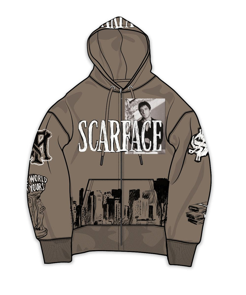 Reason 'Scarface' Zip Up Hoodie (Brown) RE5-015