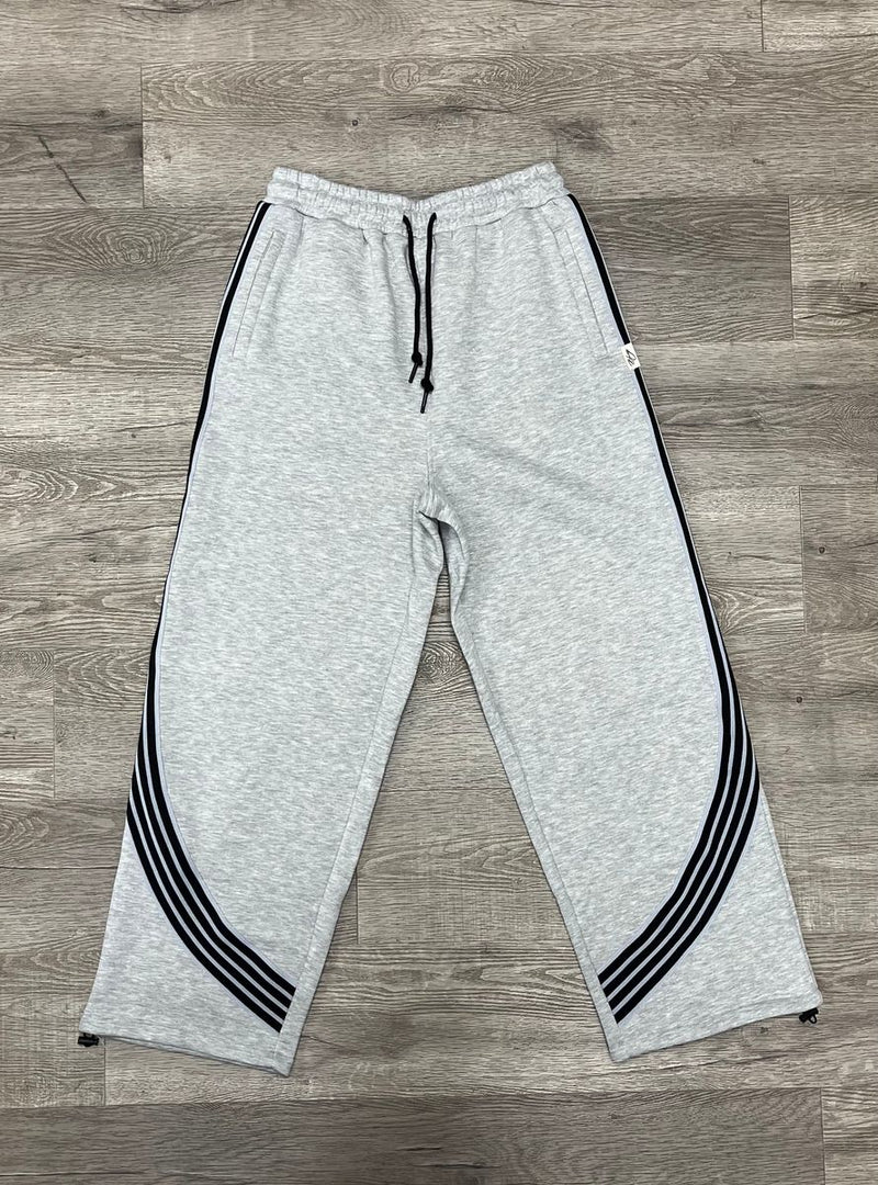 BKYS 'Stripped' Fleece Baggy Pants (Heather Grey) P1231 - FRESH N FITTED