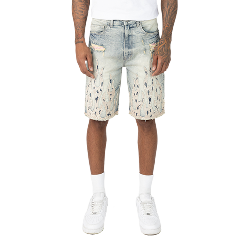 Smoke Rise 'Mechanical Flames' Denim Shorts (Mechanical Blue) JS25246 - FRESH N FITTED