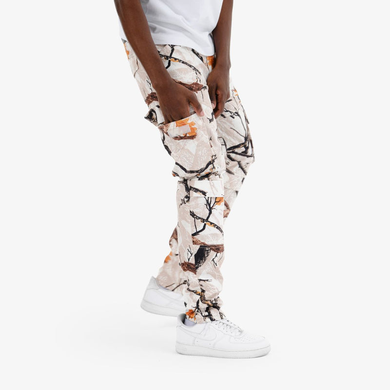 Copper Rivet 'Ripstop' Slim Straight Cargo Pants (White Camo) 413265