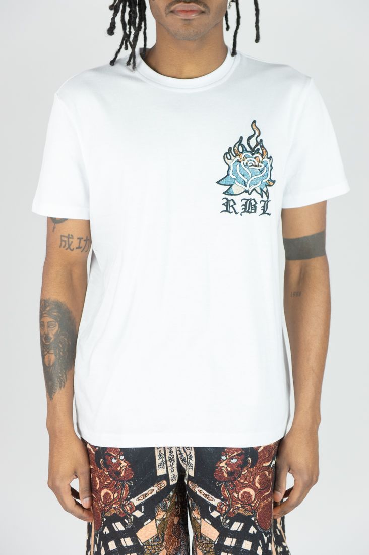 Rebel Minds 'RBL Samurai' Tapestry T-Shirt (White) 151-136 - FRESH N FITTED