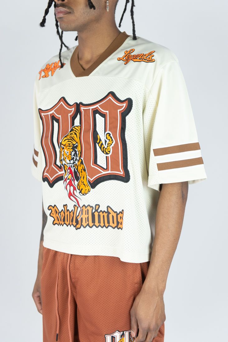 Rebel Minds 'Tiger' Cropped Football Jersey (Cream) 151-154 - FRESH N FITTED