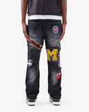 VOYAGE STUDIO Straight Fit Patch Artwork Denim (Black Wash) 51P03 - FRESH N FITTED