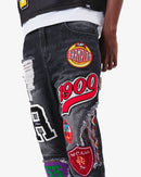 VOYAGE STUDIO Straight Fit Patch Artwork Denim (Black Wash) 51P03 - FRESH N FITTED