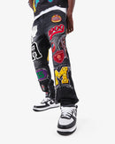 VOYAGE STUDIO Straight Fit Patch Artwork Denim (Black Wash) 51P03 - FRESH N FITTED