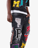 VOYAGE STUDIO Straight Fit Patch Artwork Denim (Black Wash) 51P03 - FRESH N FITTED