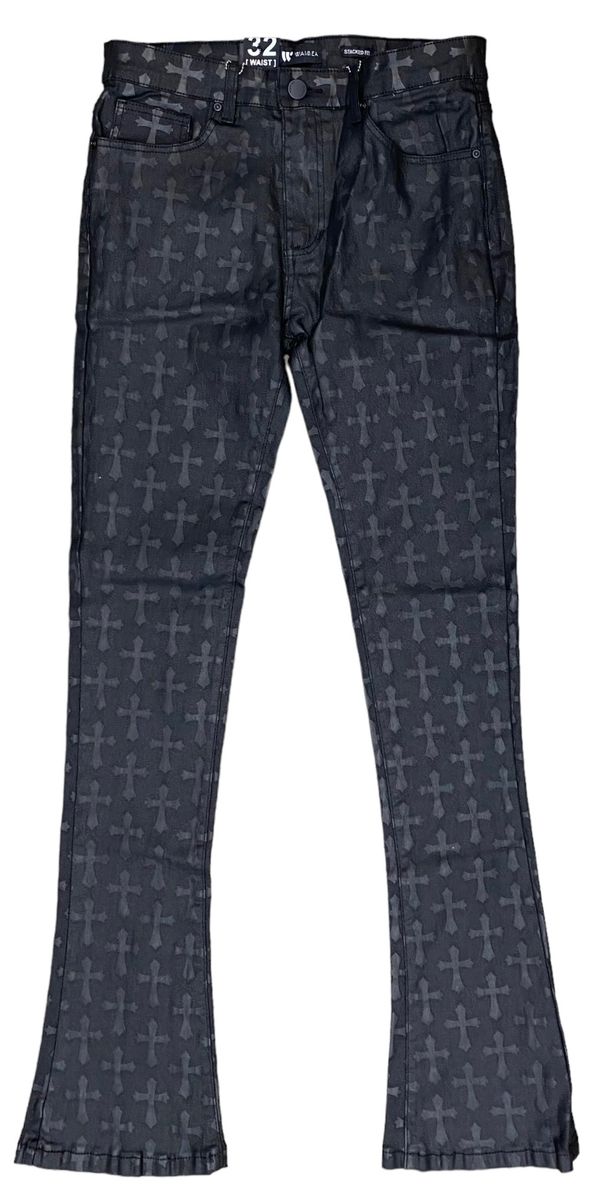 Waimea 'Cross' Stacked Denim (Black) DTRM5845T - FRESH N FITTED