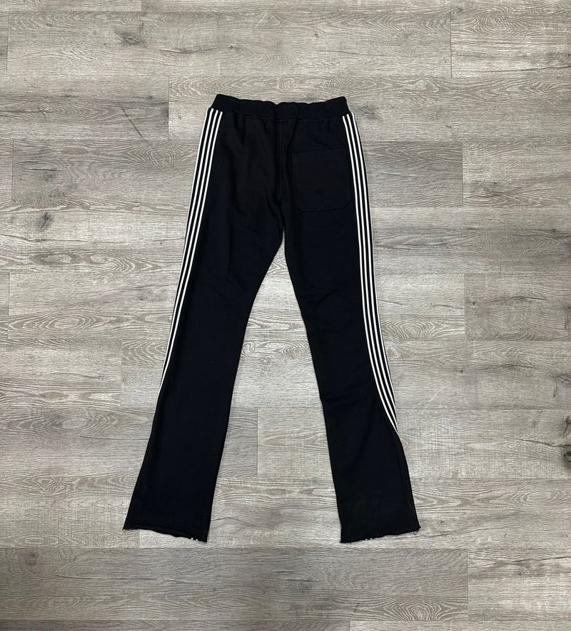 BKYS 'Stripped' Fleece Stacked Pants (Black/White) P1264 - FRESH N FITTED