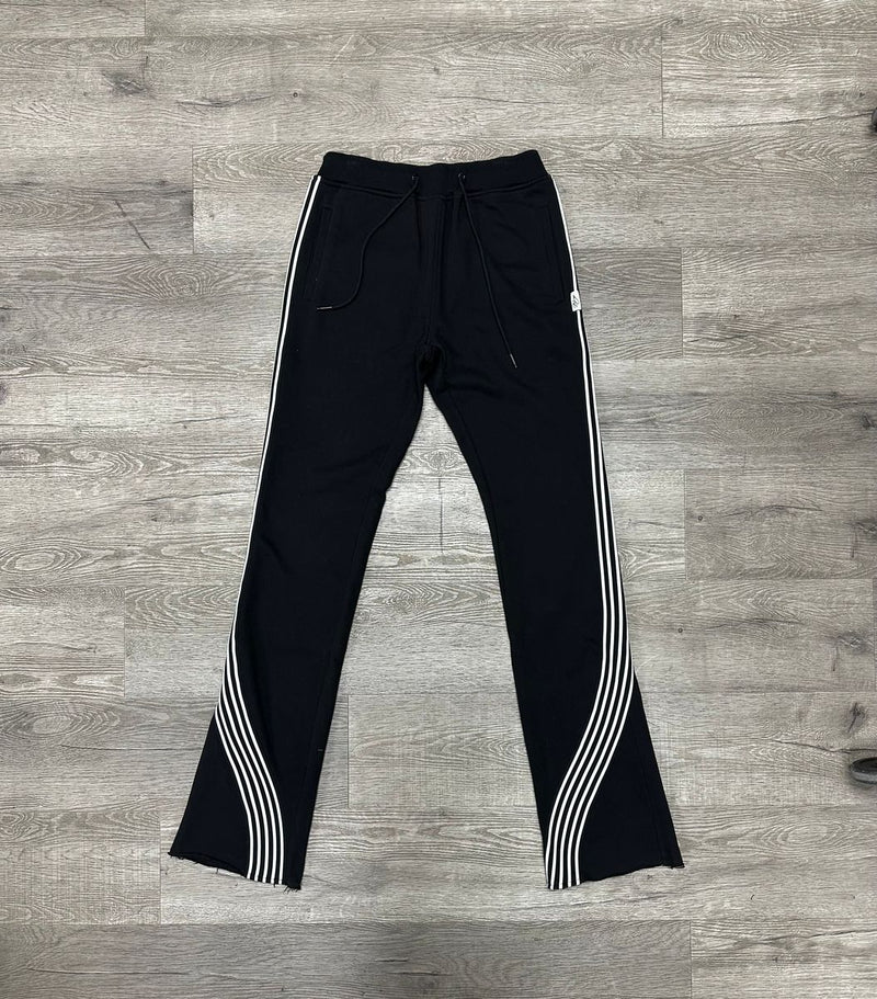 BKYS 'Stripped' Fleece Stacked Pants (Black/White) P1264 - FRESH N FITTED