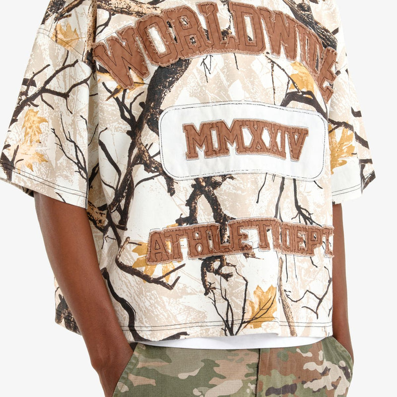 Copper Rivet 'Worldwide' Oversize Crop T-Shirt (White Camo) 511021 - FRESH N FITTED