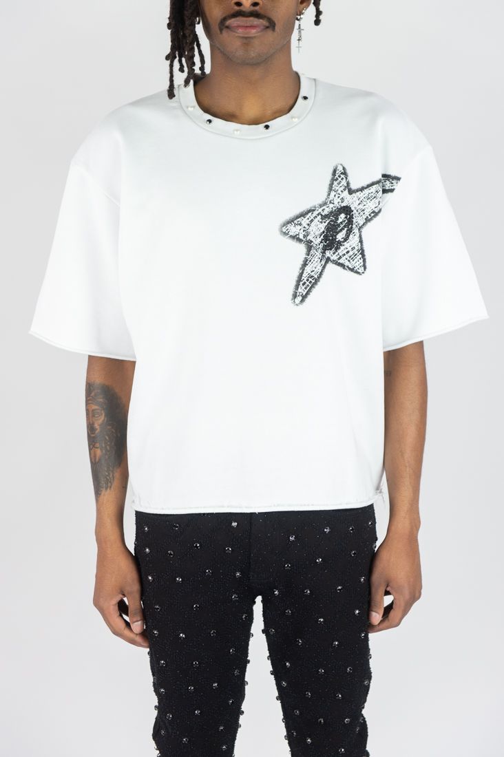 Rebel Denim 'Sinner' Cropped T-shirt (White) 752-143 - FRESH N FITTED
