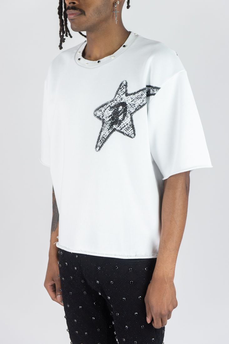 Rebel Denim 'Sinner' Cropped T-shirt (White) 752-143 - FRESH N FITTED