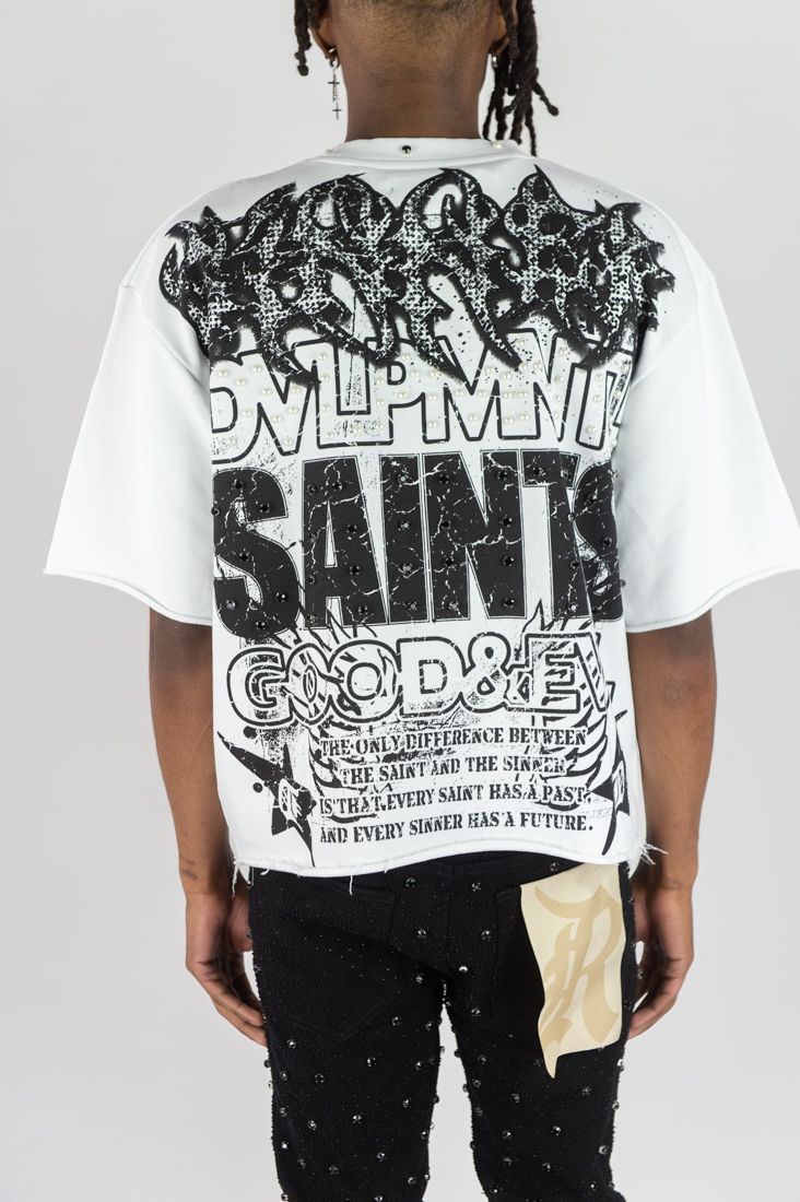 Rebel Denim 'Sinner' Cropped T-shirt (White) 752-143 - FRESH N FITTED