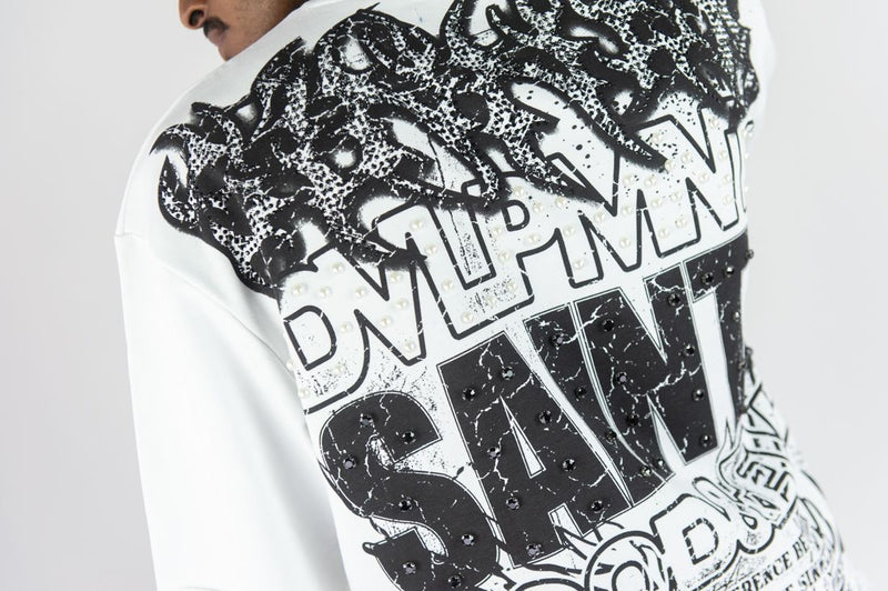 Rebel Denim 'Sinner' Cropped T-shirt (White) 752-143 - FRESH N FITTED