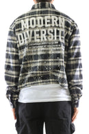 Kleep Mens Cropped Long Sleeve Heavy Flannel Shircket (Black) KW-5320