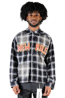 Kleep Mens Long Sleeve Cropped Button Down Shirt (Black) KW-5310