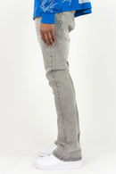 Roar Denim 'Rhinestone' Stacked Flare Denim In Grey