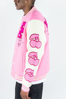 Rebel Minds 'Live And Love' Melton Varsity Jacket (Pink) 152-560