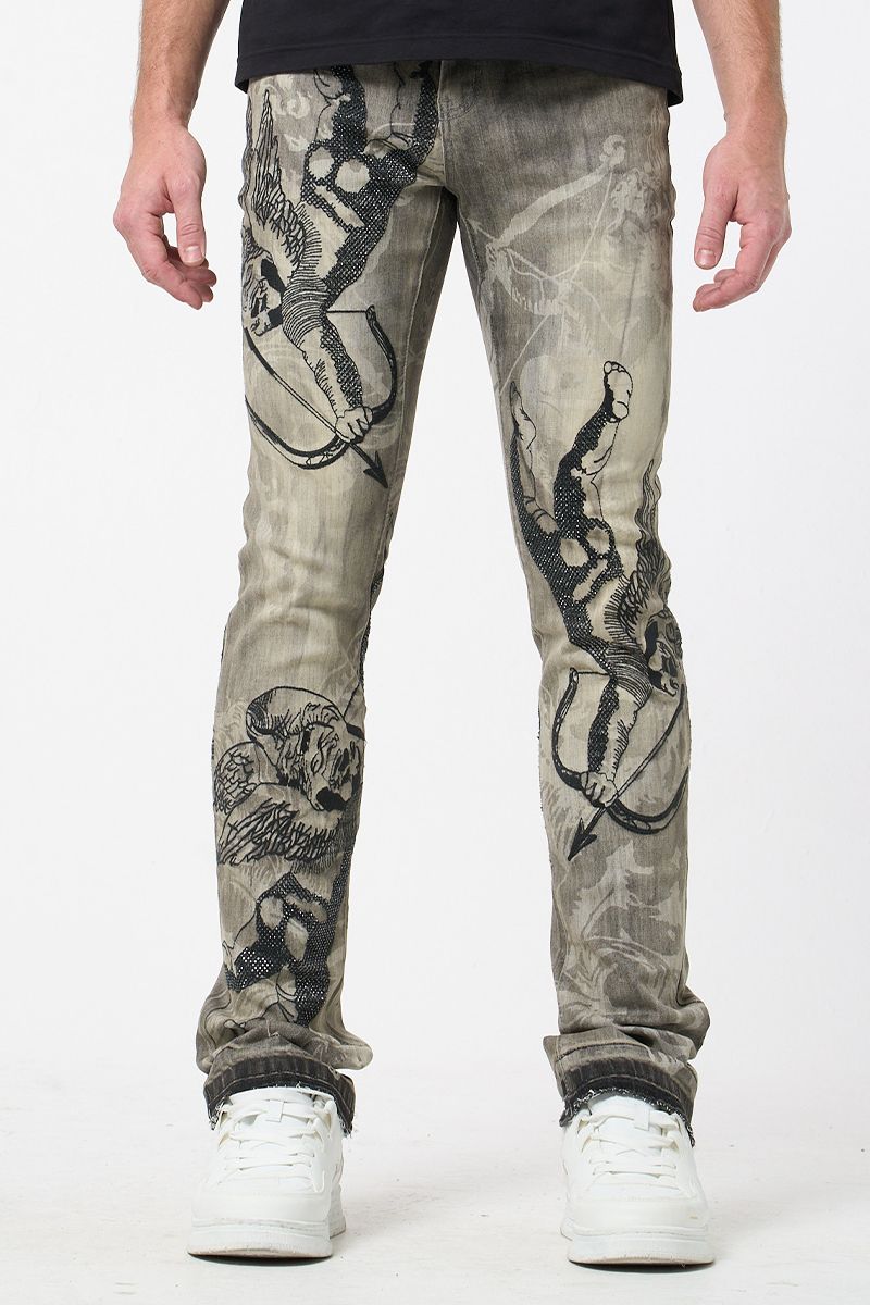 Waimea 'Cupid' Stacked Rhinestone Denim (Ant. Grey) M8567D