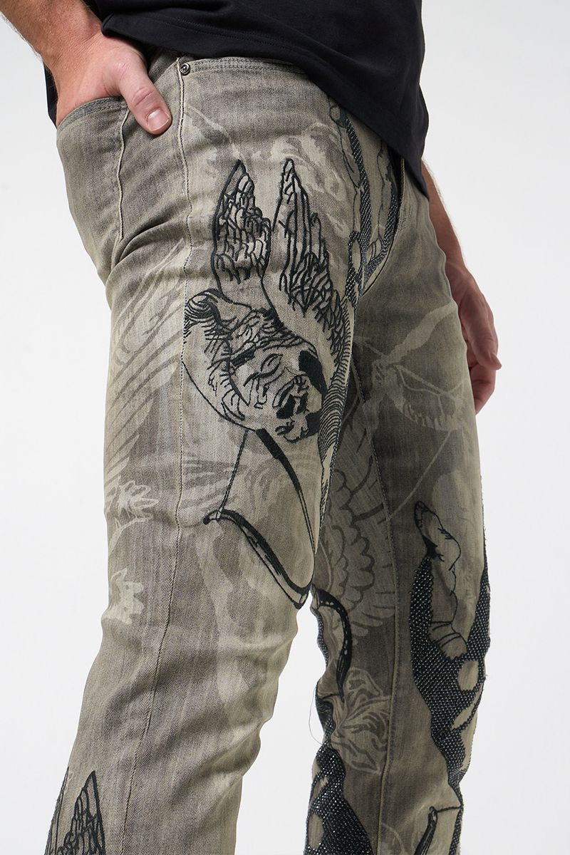 Waimea 'Cupid' Stacked Rhinestone Denim (Ant. Grey) M8567D