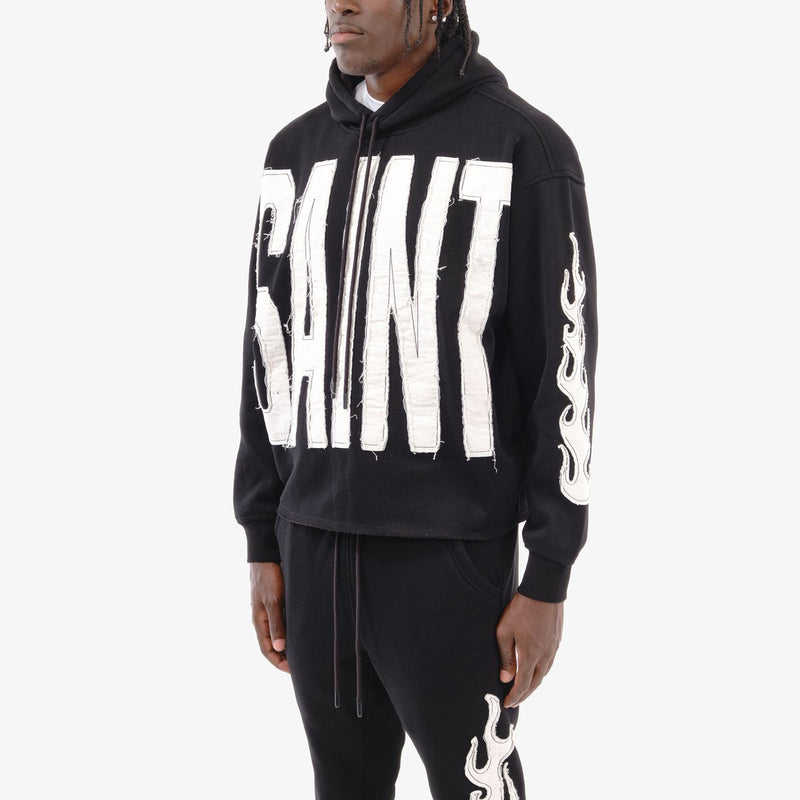 Copper Rivet 'Saint' Cropped Hoodie (Black) 531082