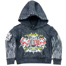 Elite Denim Kids 'Saints' Rhinestone Pearls Hoodie (Washed Black) 4313-JR