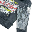 Elite Denim Kids 'Saints' Rhinestone Pearls Hoodie (Washed Black) 4313-JR