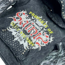 Elite Denim Kids 'Saints' Rhinestone Pearls Hoodie (Washed Black) 4313-JR