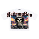 Papercut 'Redemption' Oversized Cropped T-Shirt (White) - FRESH N FITTED