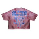 Rare Peace 'No Longer Human (Robotic)' Oversized Rhinestone Cropped T-shirt (Pink) RT5057